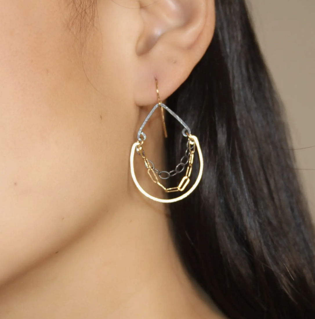Image 2 for Mixed Metal Chandelier Earrings