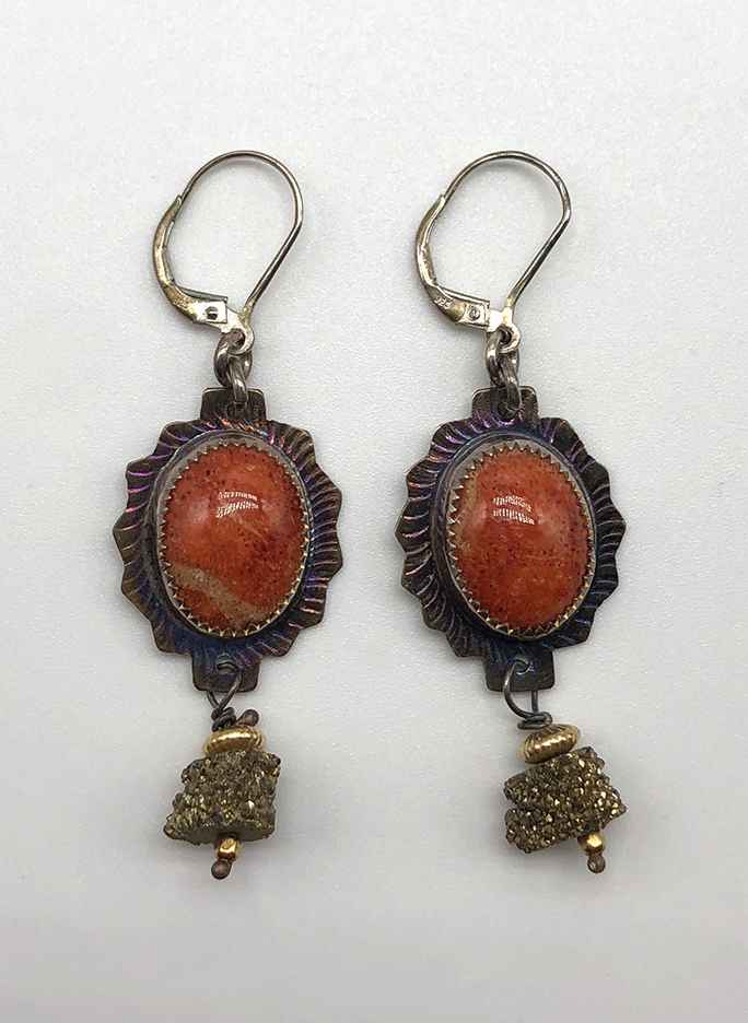 Image 1 for Apple Coral and Sterling Earrings Apple Coral and Sterling Earrings