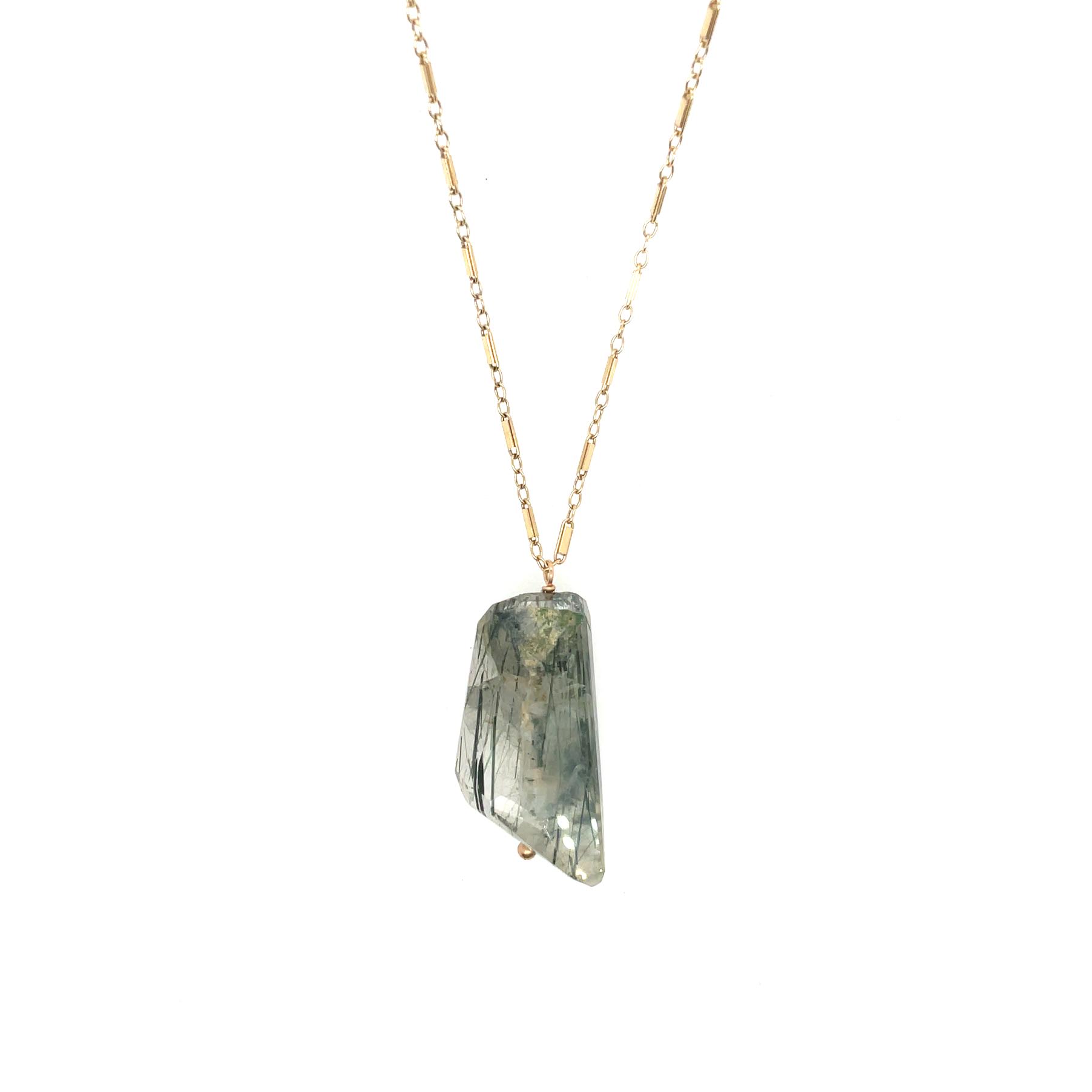 Image of Rutilated Quartz Bar Link Chain Necklace - 14k Gold Fill - Trunk Show by  RACH B Jewelry