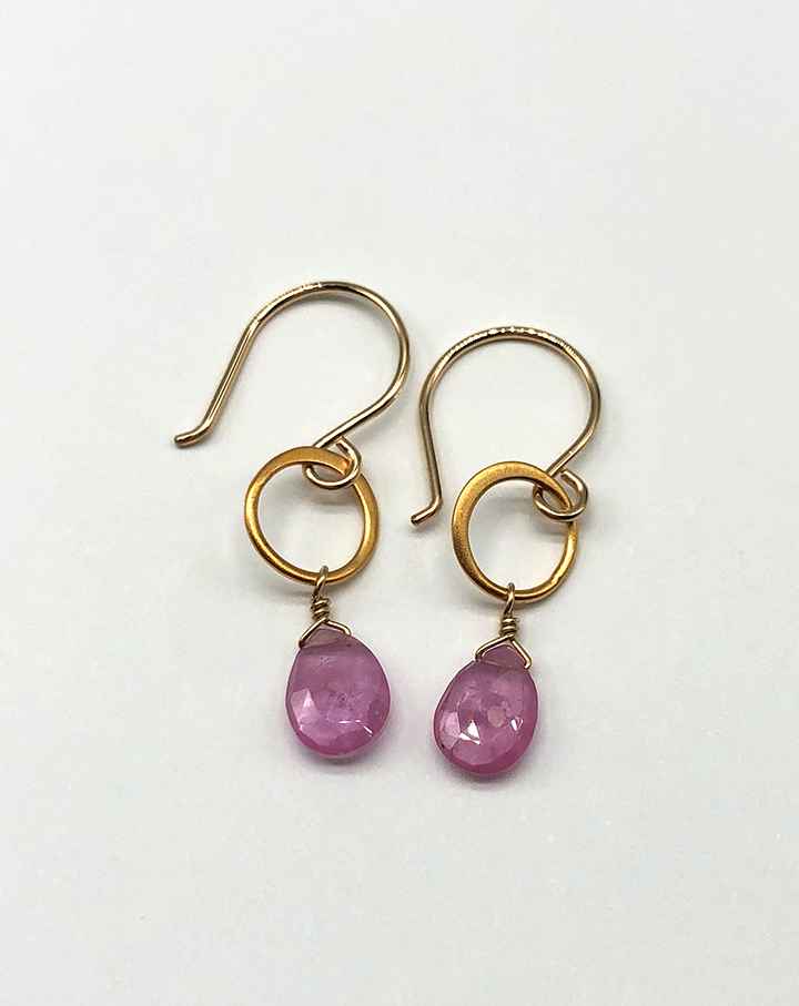 Pink Sapphire and Gold-filled Earrings 1
