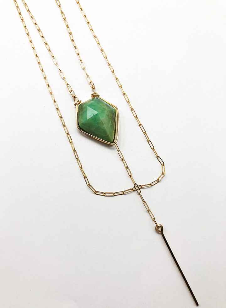 Chrysoprase Prism Double Layer Necklace