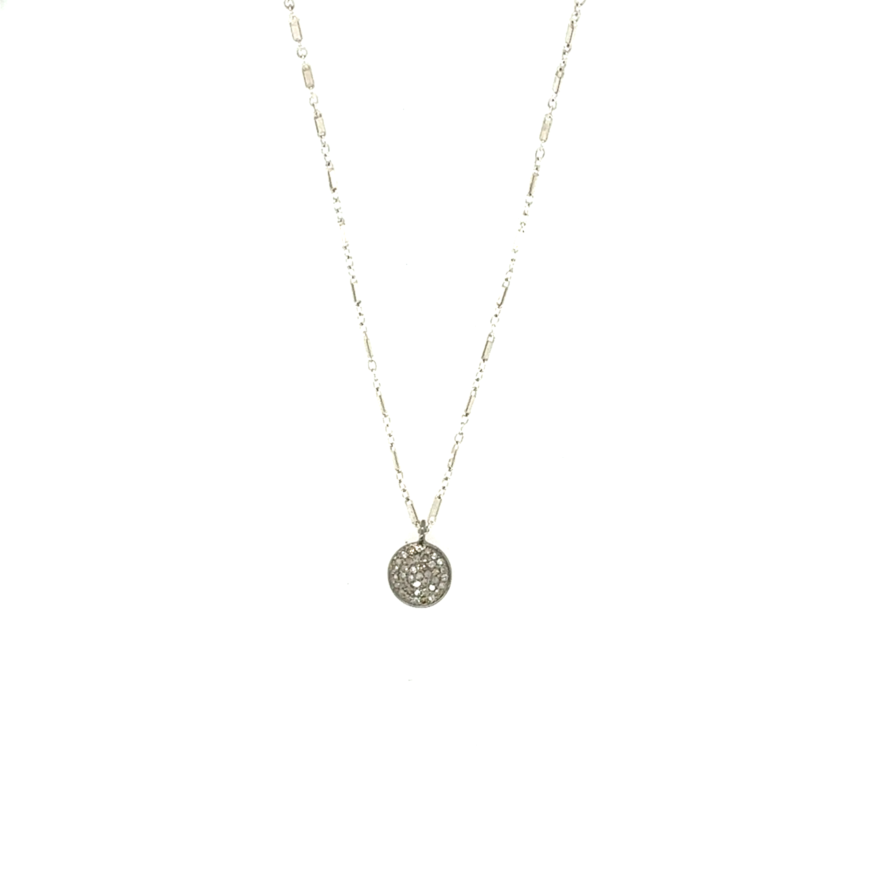 Image of Diamond Coin Disc Bar Link Chain Necklace, Sterling - Trunk Show by  RACH B Jewelry