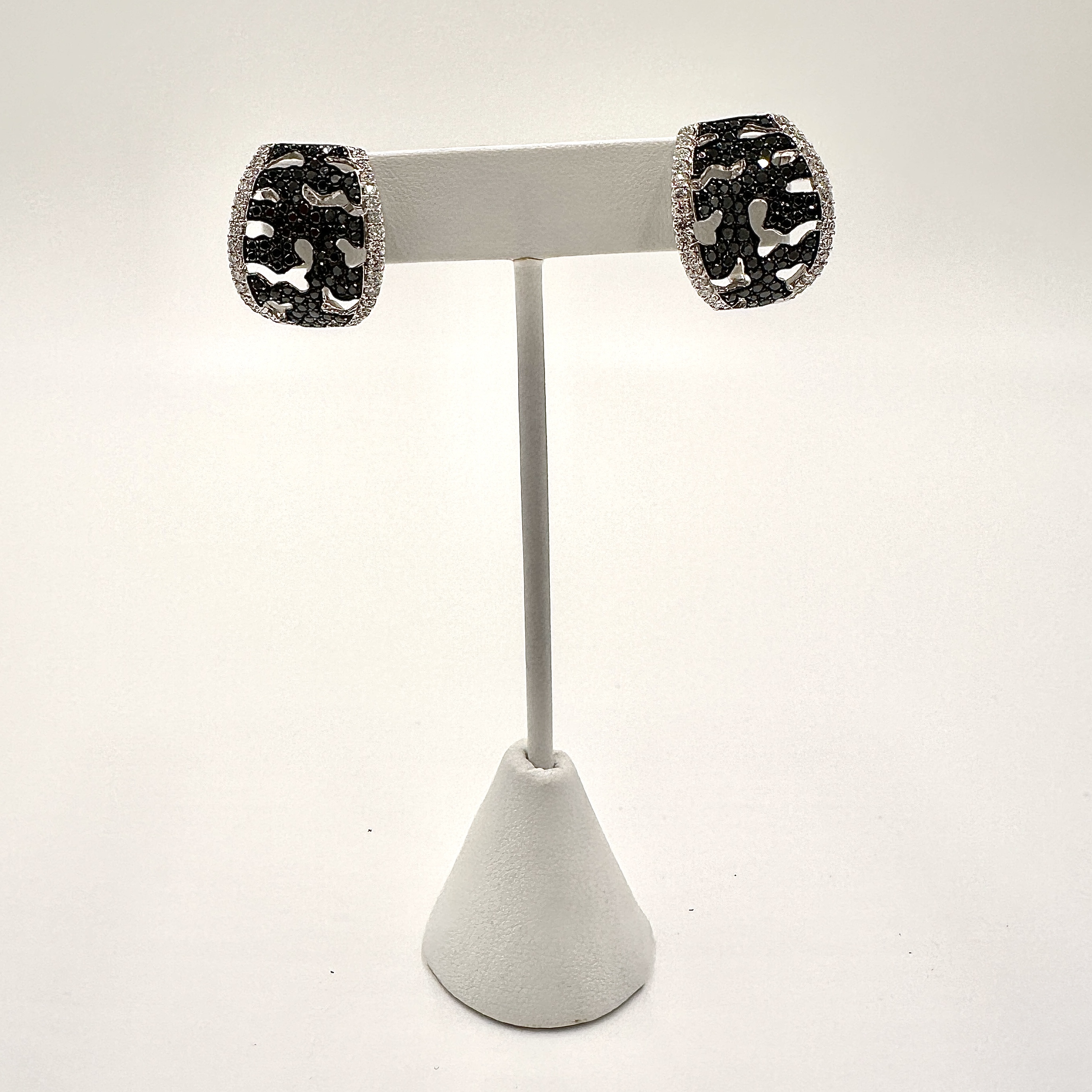 Image of Black and White Domed Diamond Hoop Earrings by Marcia McDonough