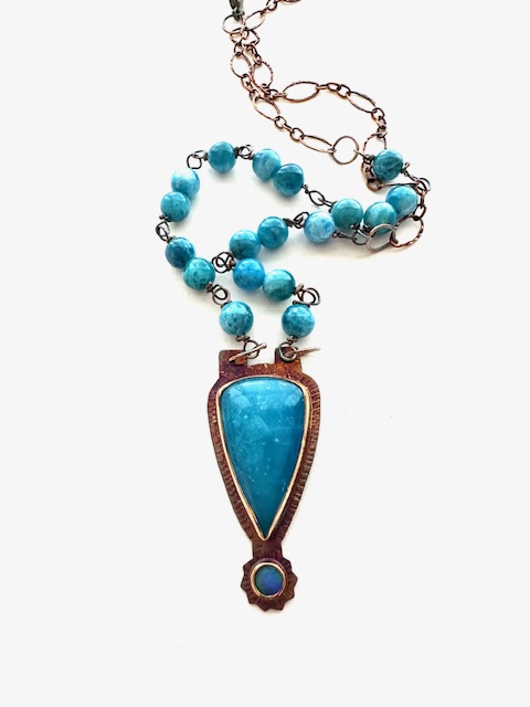 Image of Sterling Silver Amazonite and Opal Necklace with Apatite Beads by Julie Shaw