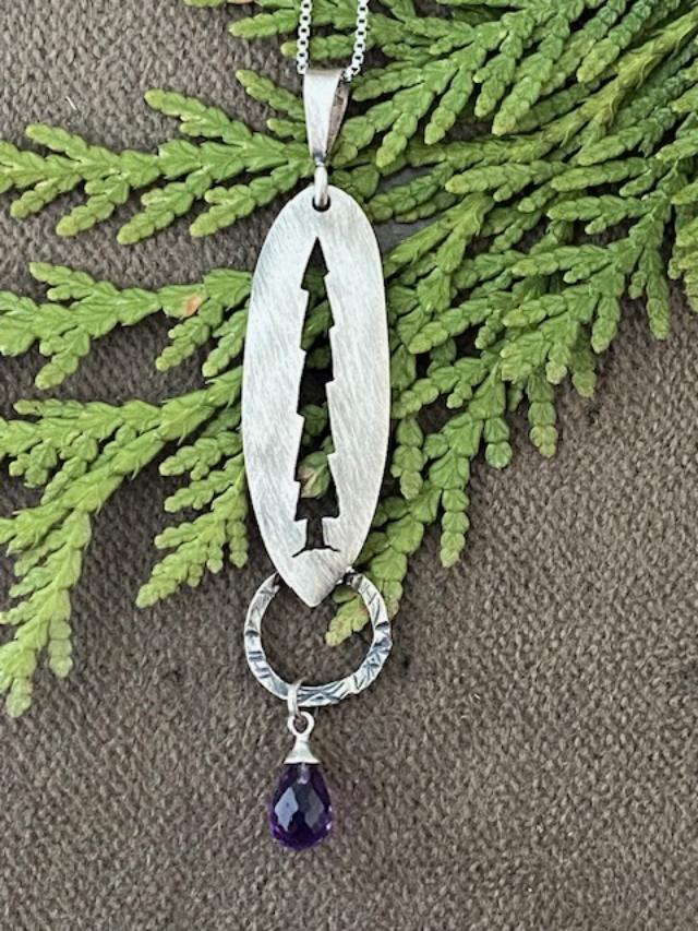 Image of Faceted Amethyst and SS Necklace by Michelle Zjala Winter