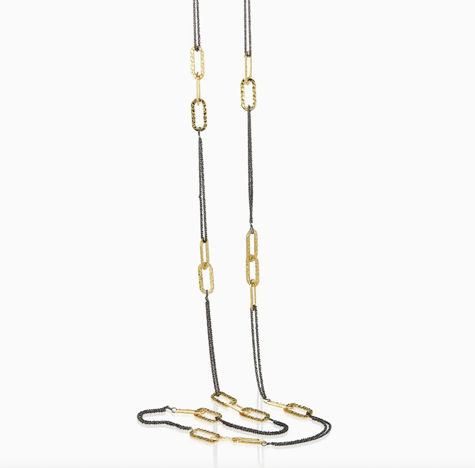 Image of Golden Interlock Link Long Necklace by Mabel Chong