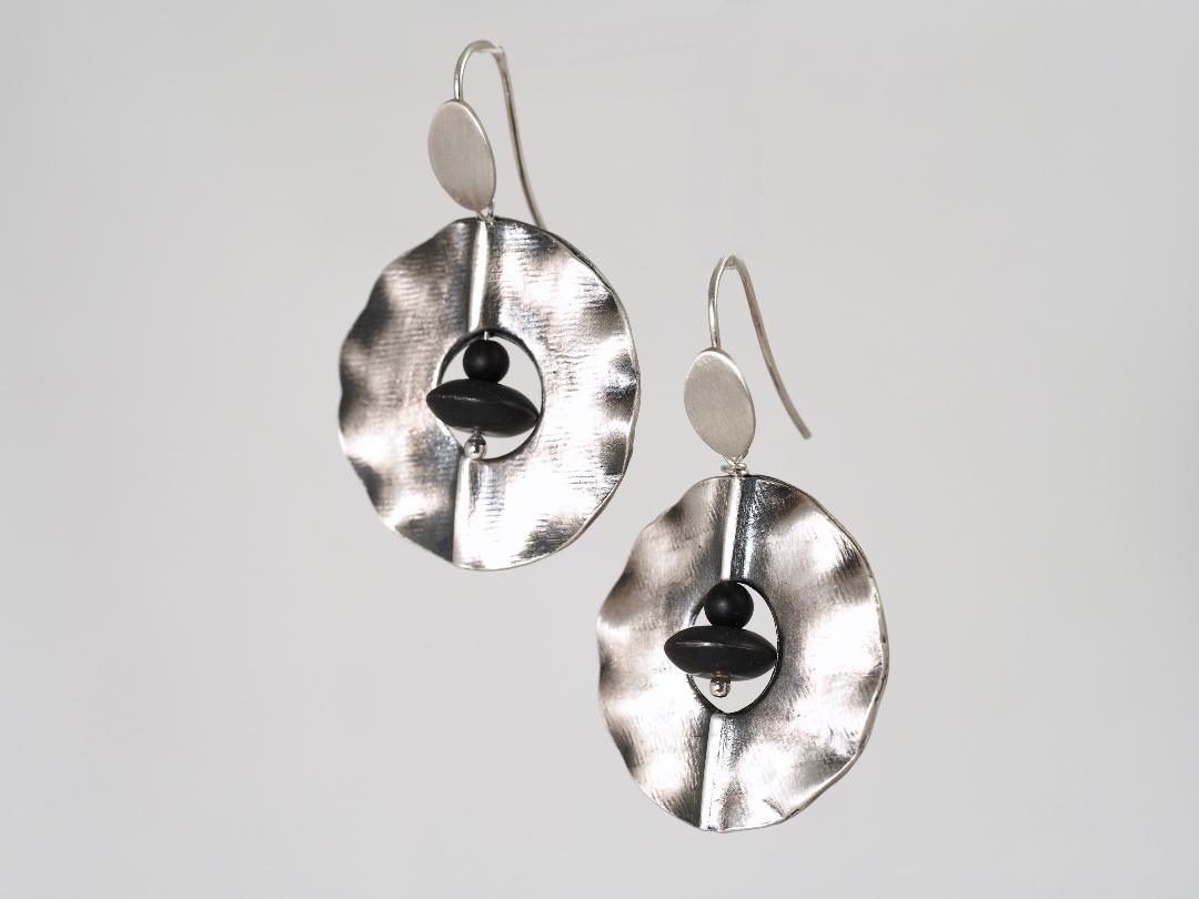 Image of Sterling and Onyx Earrings by Barbara Rand