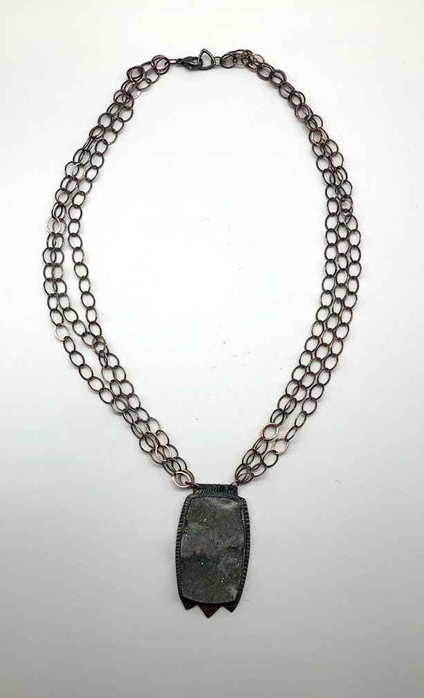 Image 1 for Druzy Quartz Ametyst and Sterling Necklace Druzy Quartz Ametyst and Sterling Necklace