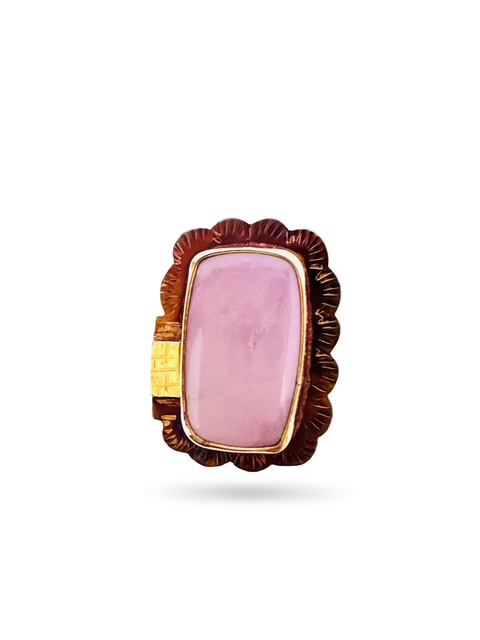 Image of 3 Sterling Silver, Fine Silver Bezel, 18k Gold, and Phosphosiderite Ring - Size 7 by  