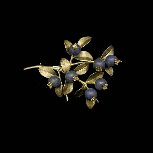 Blueberry Cluster Brooch - Bronze and Lapis