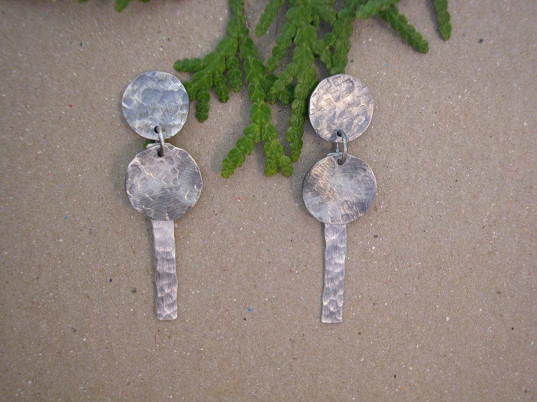 Circle Stick Earrings, Sterling Posts