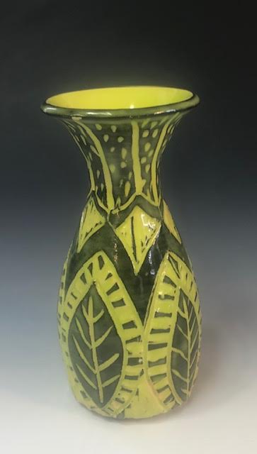 Image of Small Chartreuse Leaf Vase by Nancy Briggs