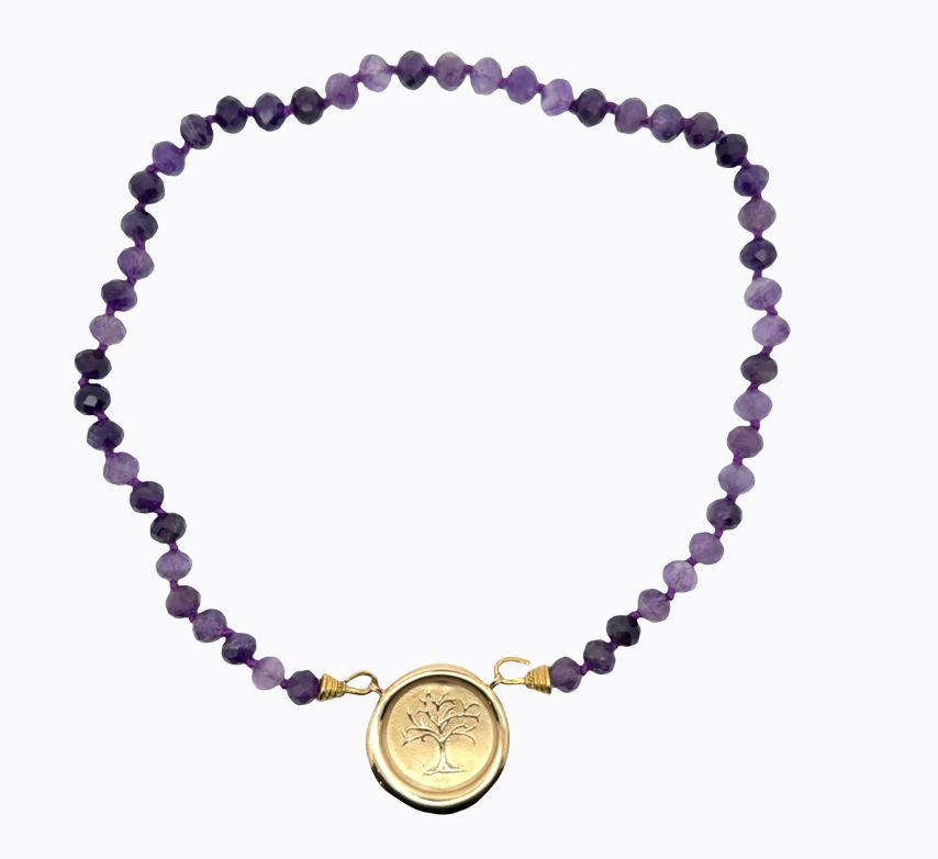 Image of 8 mm Faceted Amethyst Beads on Hand Cast Gold Bronze Hooks by Marcia McDonough