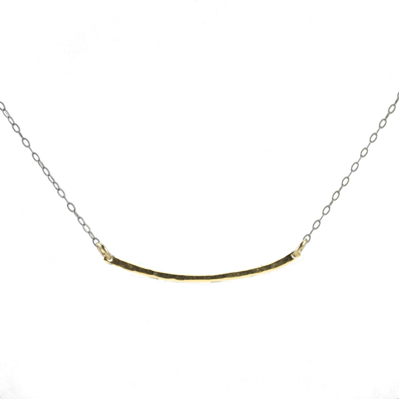 Gold Bar Necklace with Gunmetal Oxidized Chain