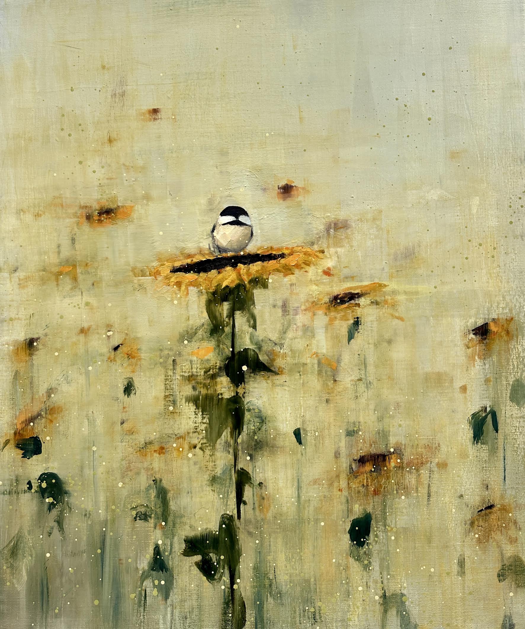 Image of Chickadee with Sunflowers by Rebecca Kinkead