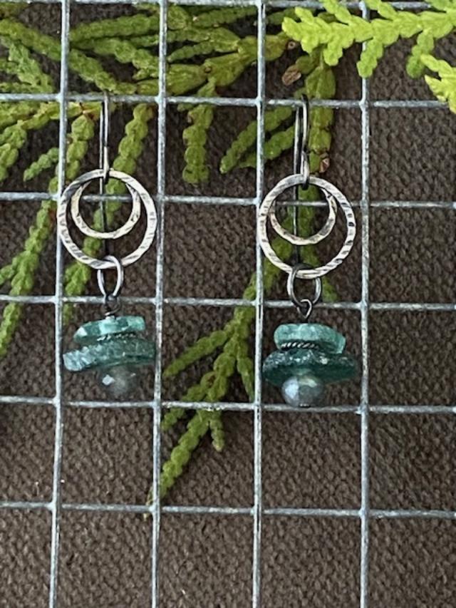 Image of Circle Stick SS Roman Glass Earrings by Michelle Zjala Winter