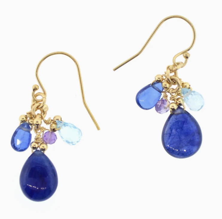 Image of Cool Toned Cluster Blue Earrings by Mabel Chong