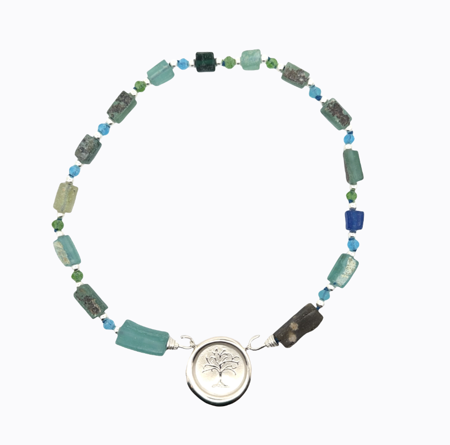 Image of Ancient Roman Glass Beads with 3 mm Sterling Spacers on Hand Cast Sterling Hooks by Marcia McDonough