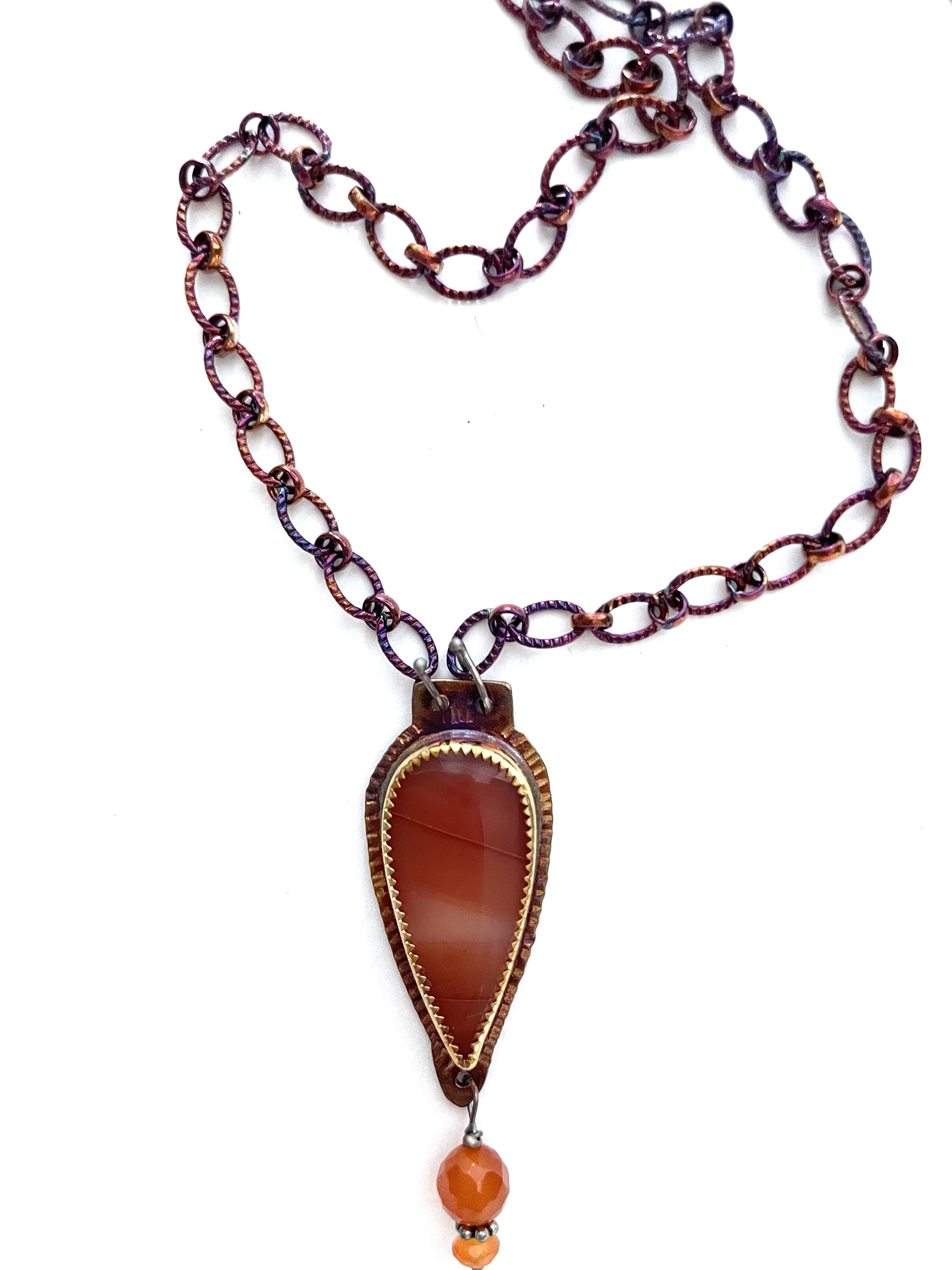 Sterling silver, Banded Carnelian Agate from Indonesia, 18
