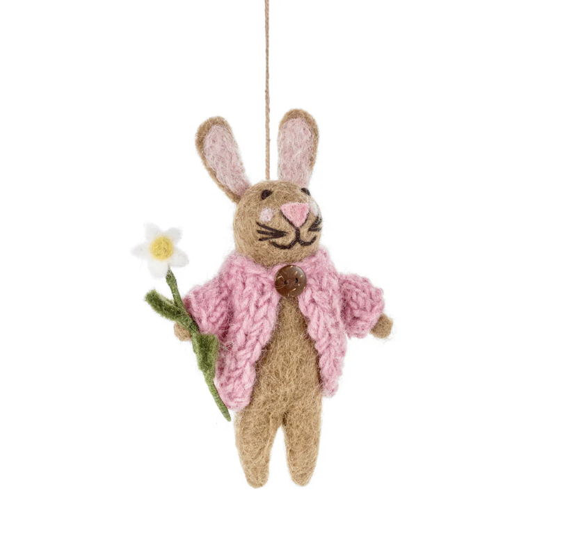 Image of Blossom the Bunny - Handmade Felt Ornament by  Felt So Good