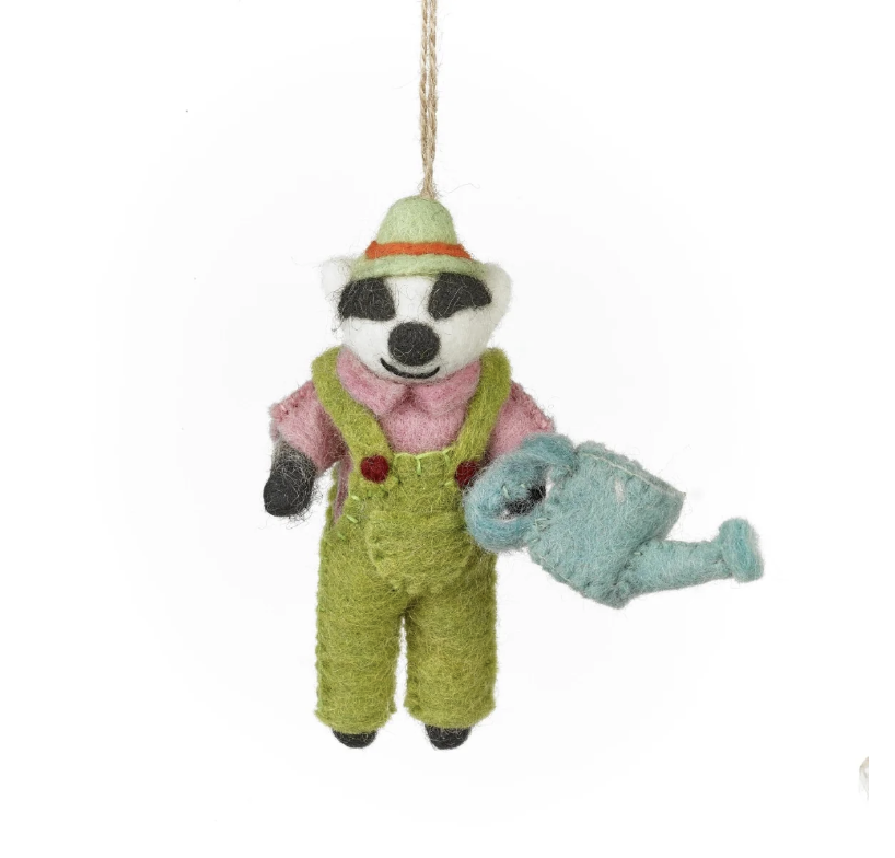 Image of Gus the Gardening Badger - Handmade Felt Ornament by  Felt So Good
