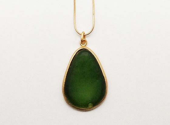 Image 1 for Large Pear Shape Pendant in Bottle Green Large Pear Shape Pendant in Bottle Green