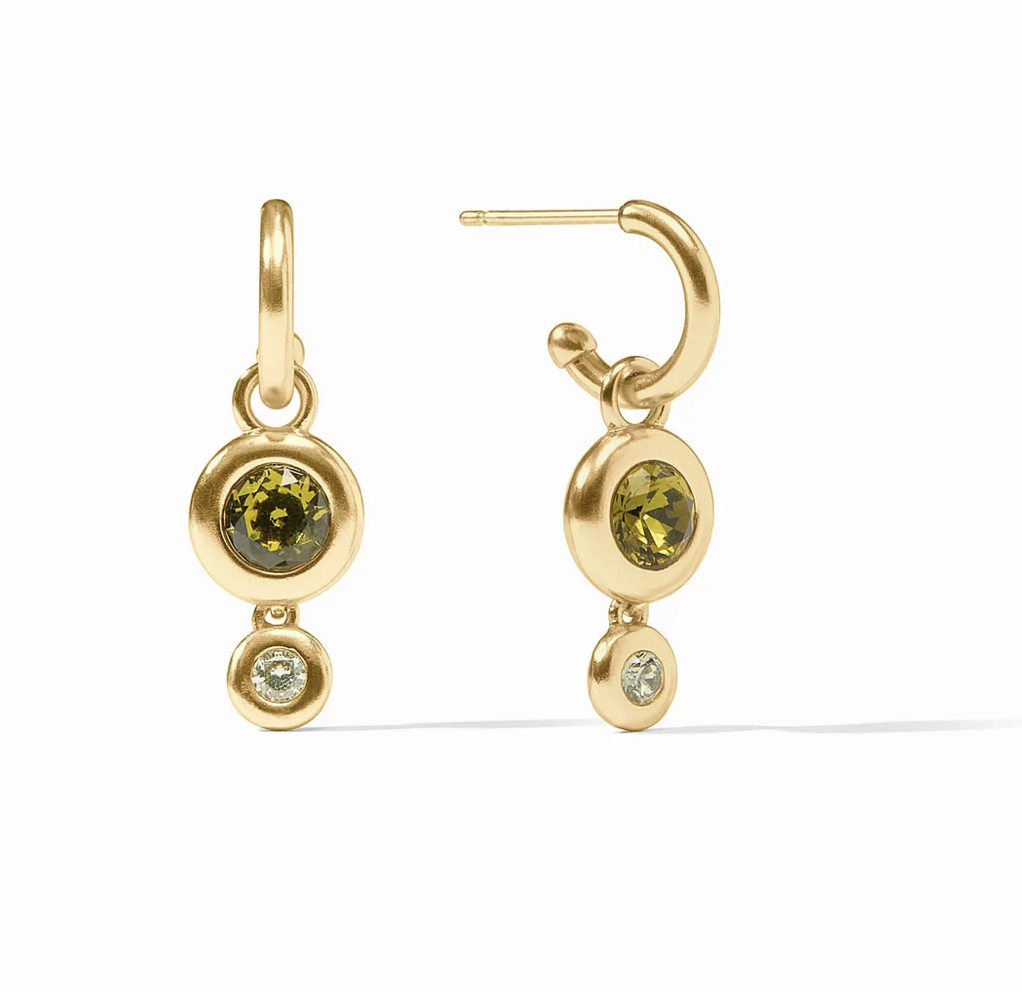 Image of Shades of Jade, Rainbow Duo Hoop & Charm Earrings by Julie Vos