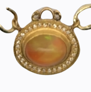 Image of 24 Karat Gold, Cabochon Opal and Diamond Centerpiece by Marcia McDonough
