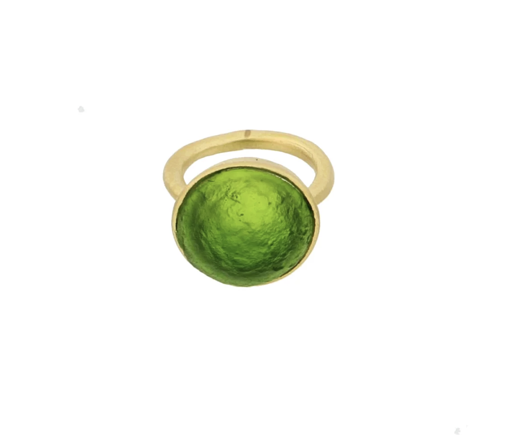 Image of Sol-Single Stone Ring in Leaf Green Size 5 by Michael Vincent Michaud