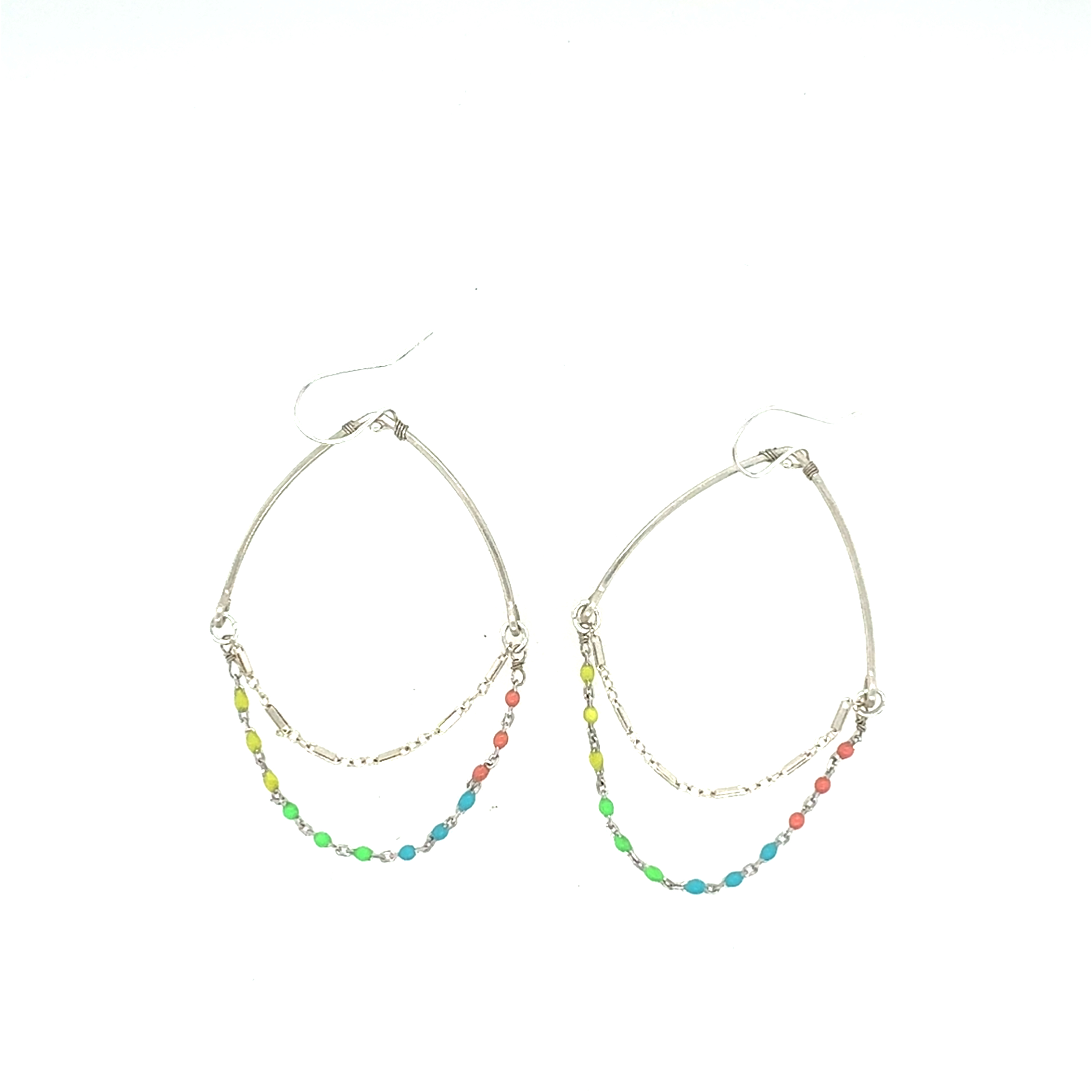 Image of Enamel Chain Drape Earrings - Sterling - Trunk Show by  RACH B Jewelry