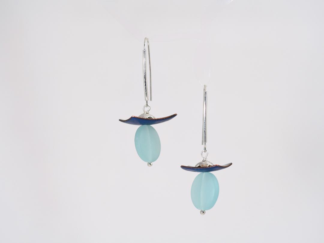 Image of The Blues - Enamel and Glass Earrings by Barbara Rand