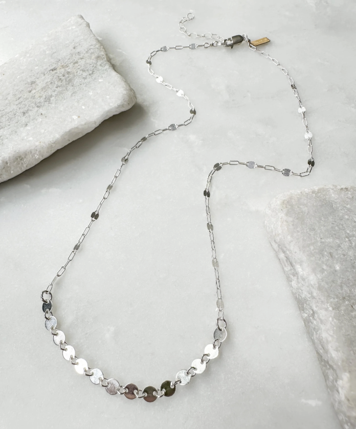 Image of Coin Chain Drape Center Necklace, Sterling by  RACH B Jewelry