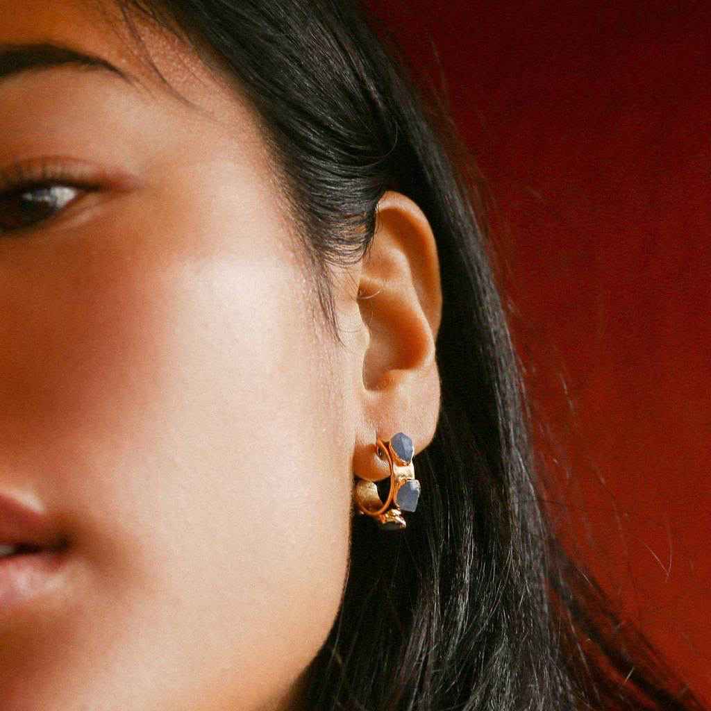 Sapphire Huggers Earrings Gold