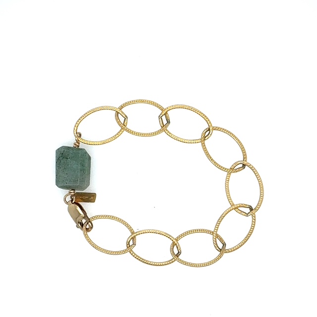 Image of Adventurine Large Link Twist Oval Chain Bracelet, 7.75