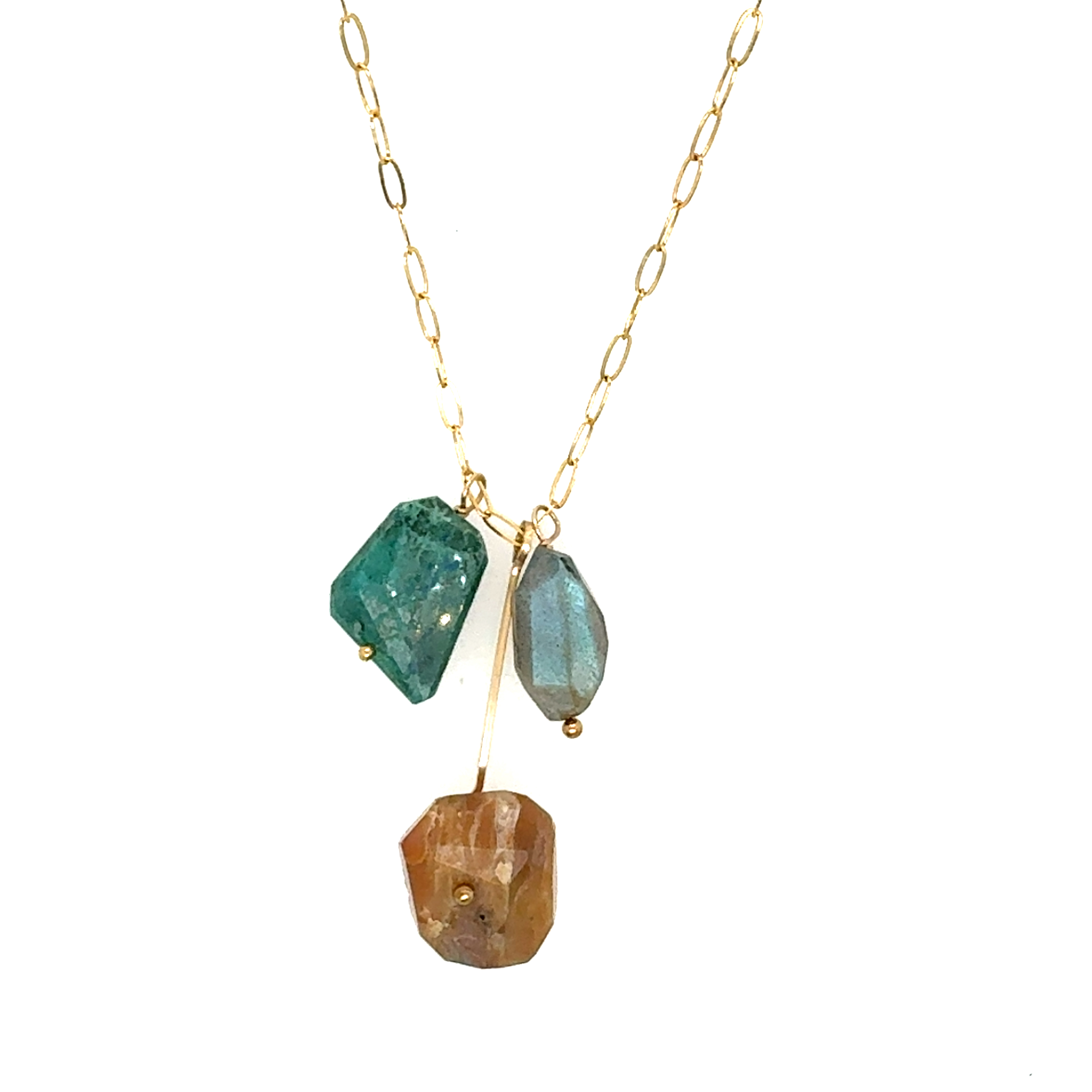 Image of Carnelian, Adventurine, and Labradorite Cluster Necklace, 14k Gold Fill - Trunk Show by  RACH B Jewelry