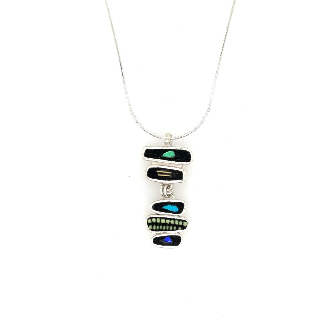5 Rectangle Necklace, Green
