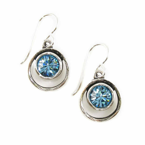 Skeeball Earrings in Silver, Aquamarine