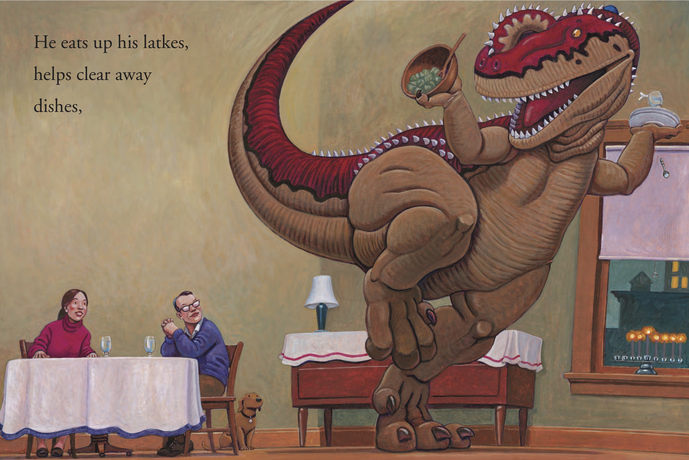 Dinos eat Latkes by  Mark Teague - Masterpiece Online
