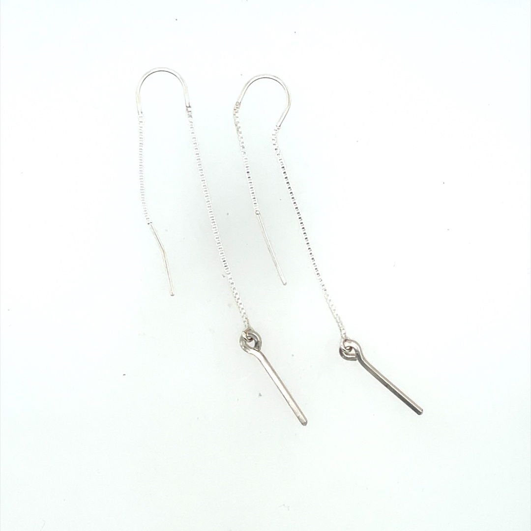 Image of Chain Threader with Bar Drop Earrings, Sterling by  RACH B Jewelry