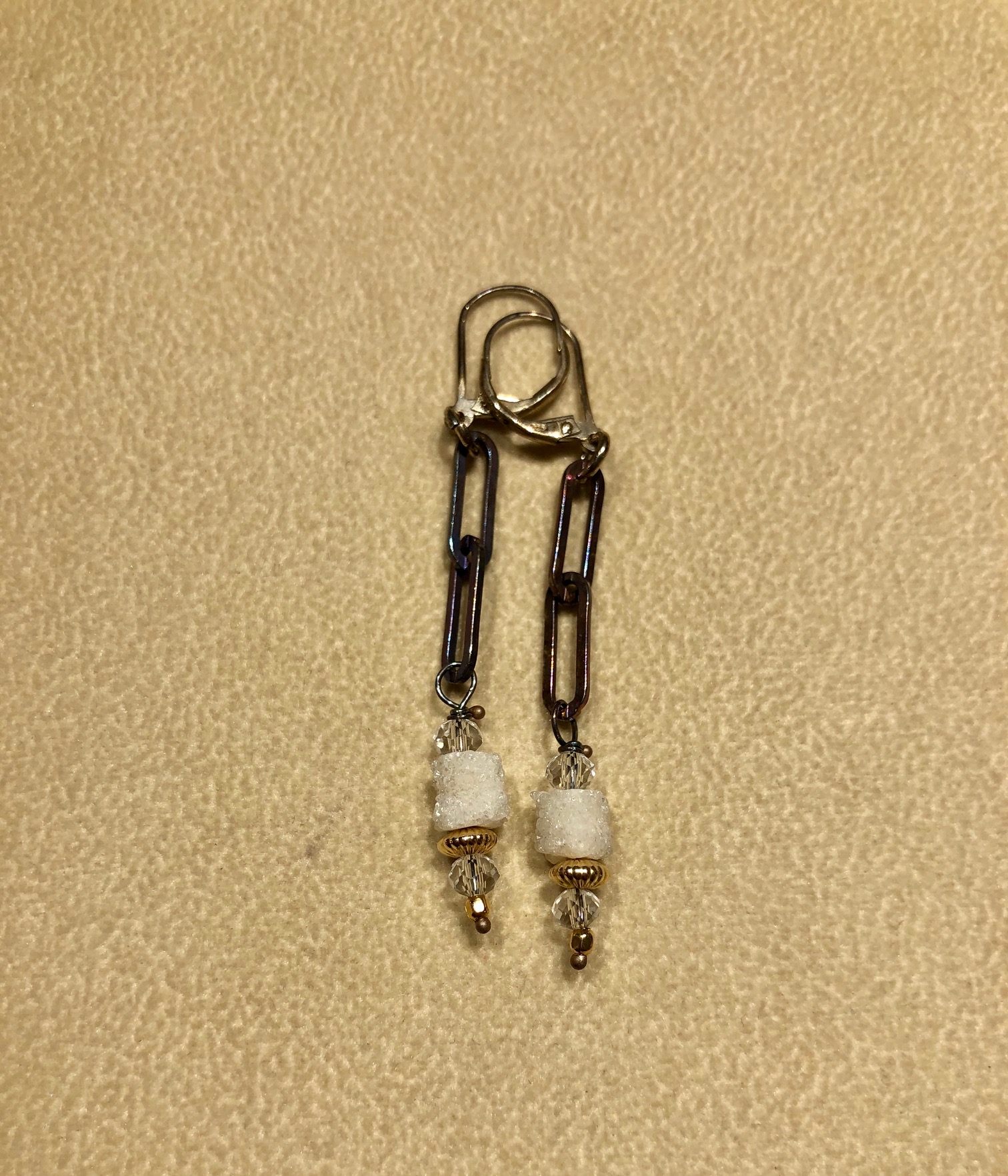 Image 1 for Earring White Druzy Drop (2 link) Earring White Druzy Drop (2 link)