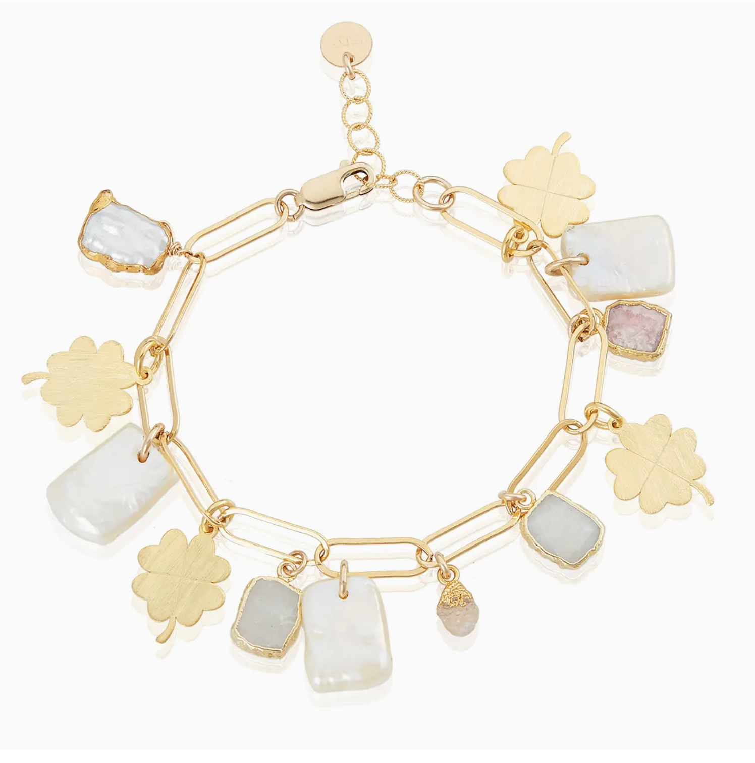 Image of Clover Charm Bracelet in Freshwater Pearls by Mabel Chong
