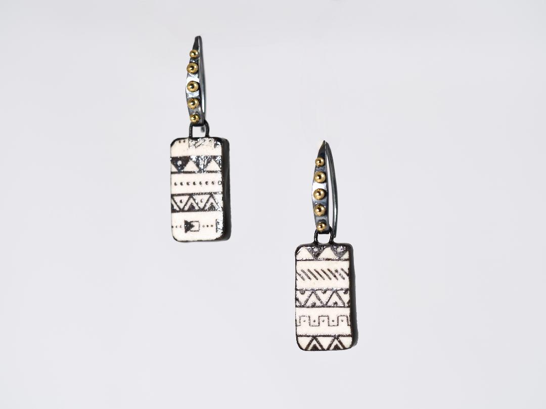 Image of Ceramic Black & White Earrings by Barbara Rand