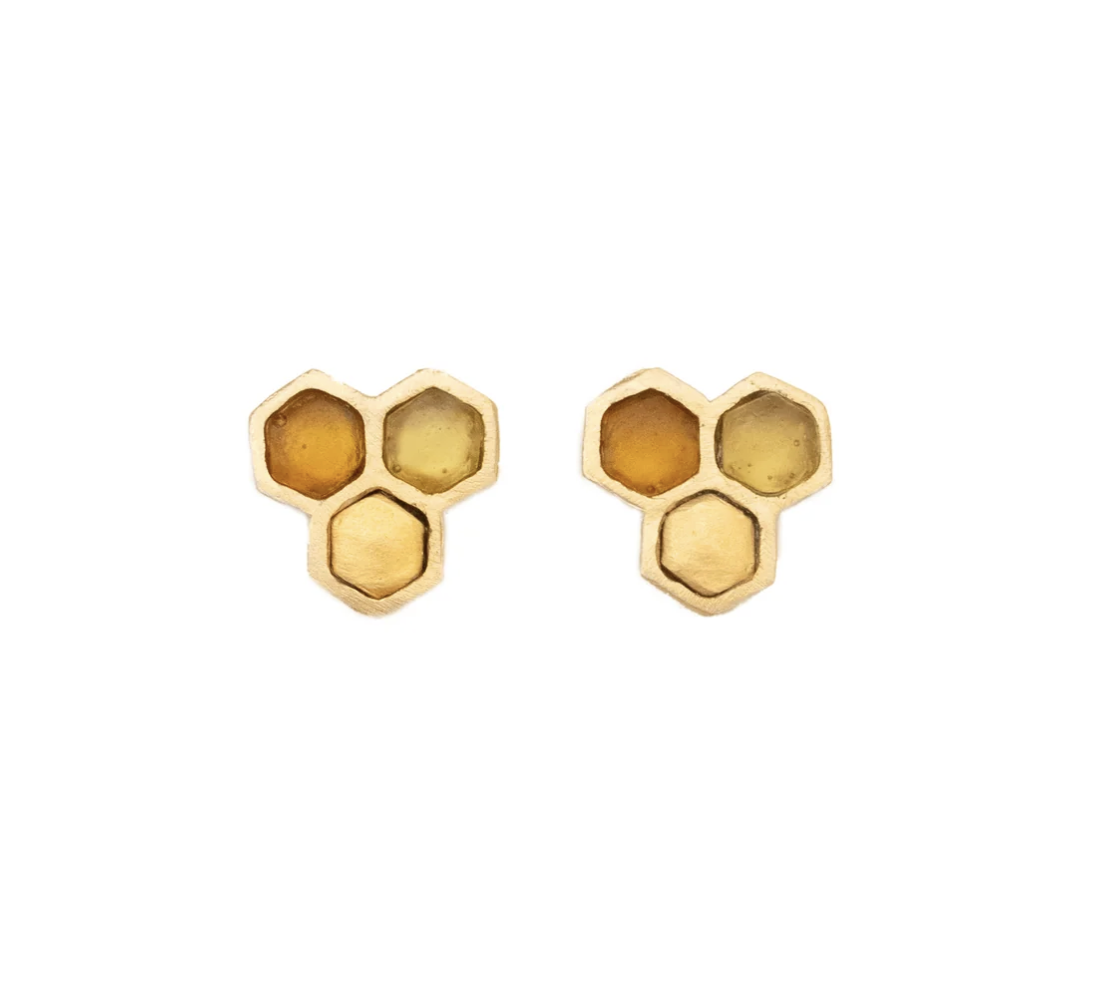 Image of Honeycomb Post Earrings by Michael Vincent Michaud