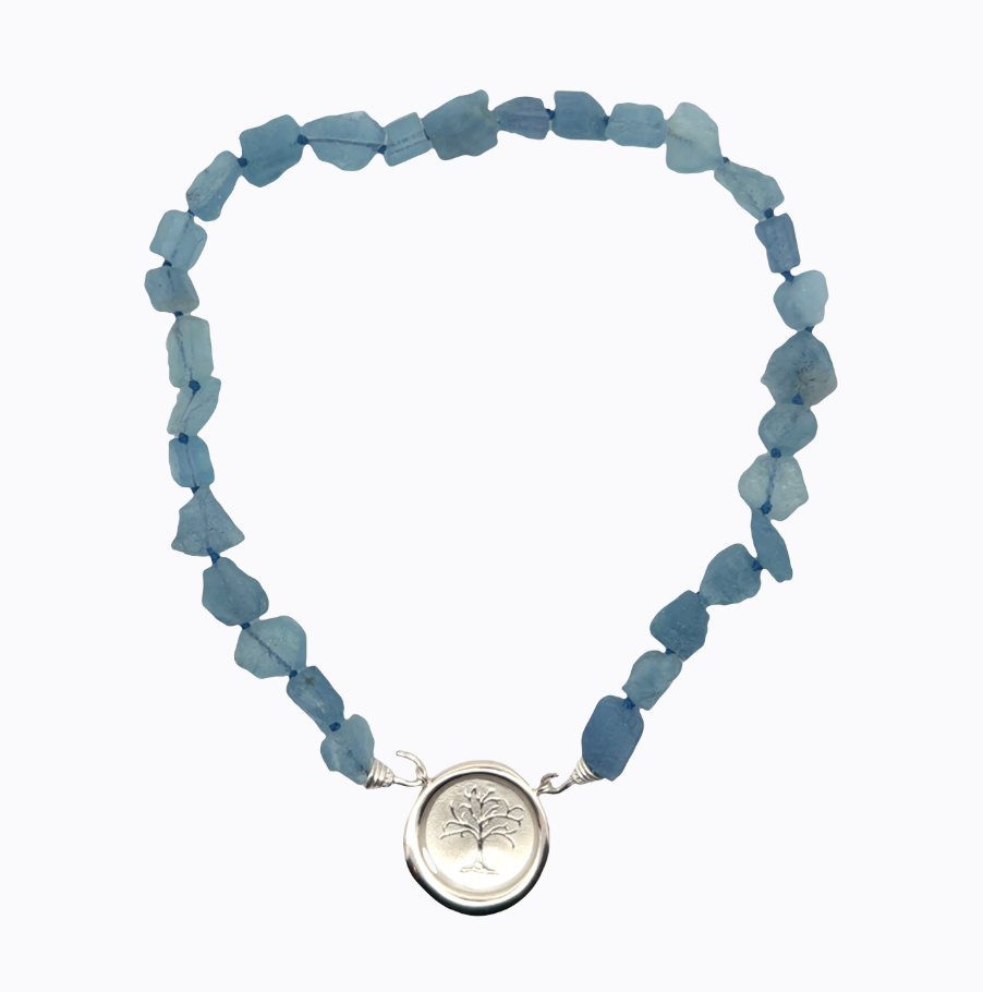 Image for Rough Large Strong Blue Aquamarine, Raw Chunks with Hand Cast Sterling Hooks