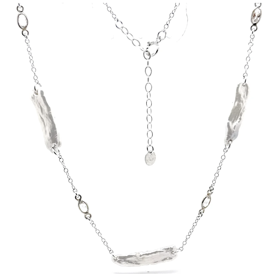 Image of Biwa Pearl and CZ Necklace - Short by Mabel Chong