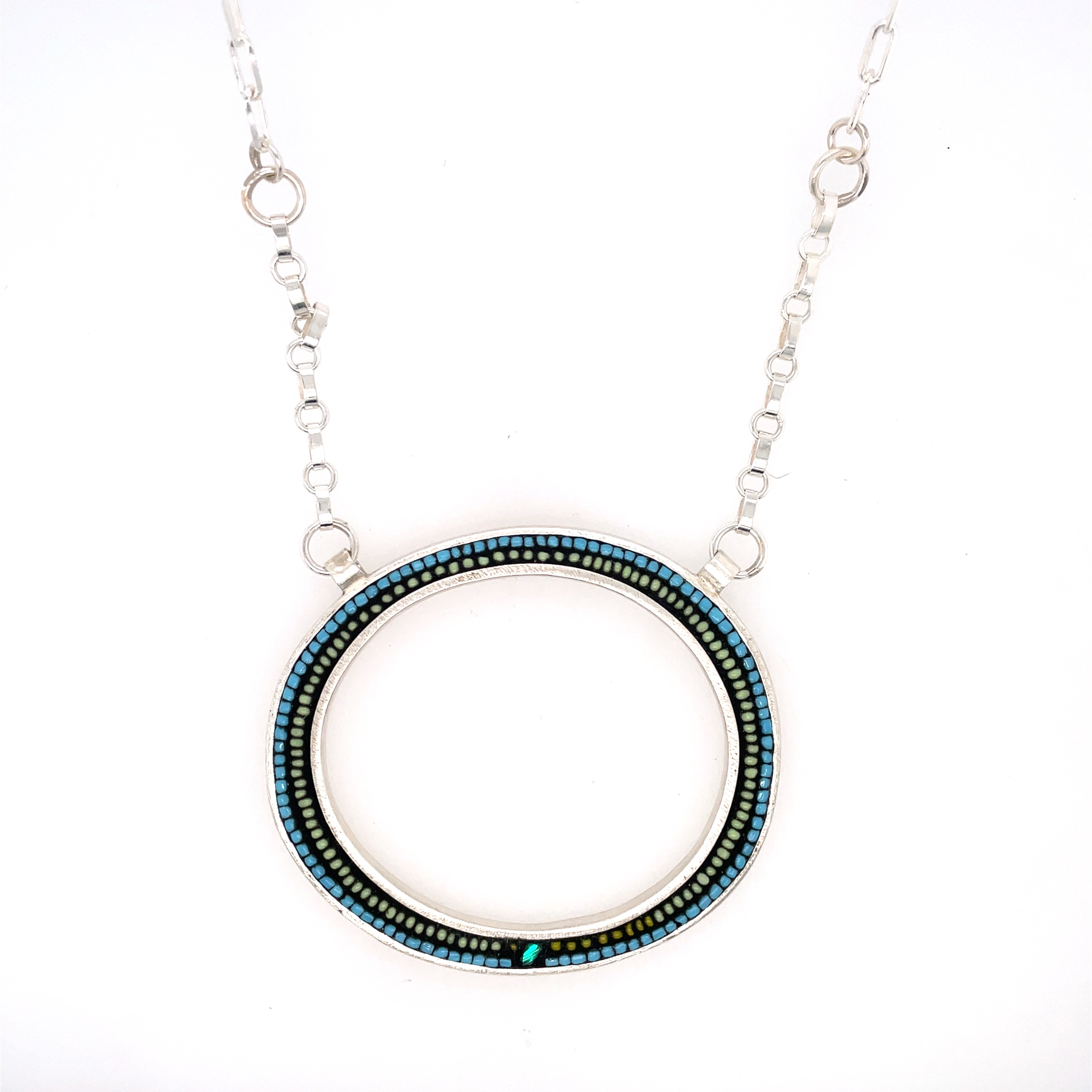 Large Blue/Green Ring Necklace