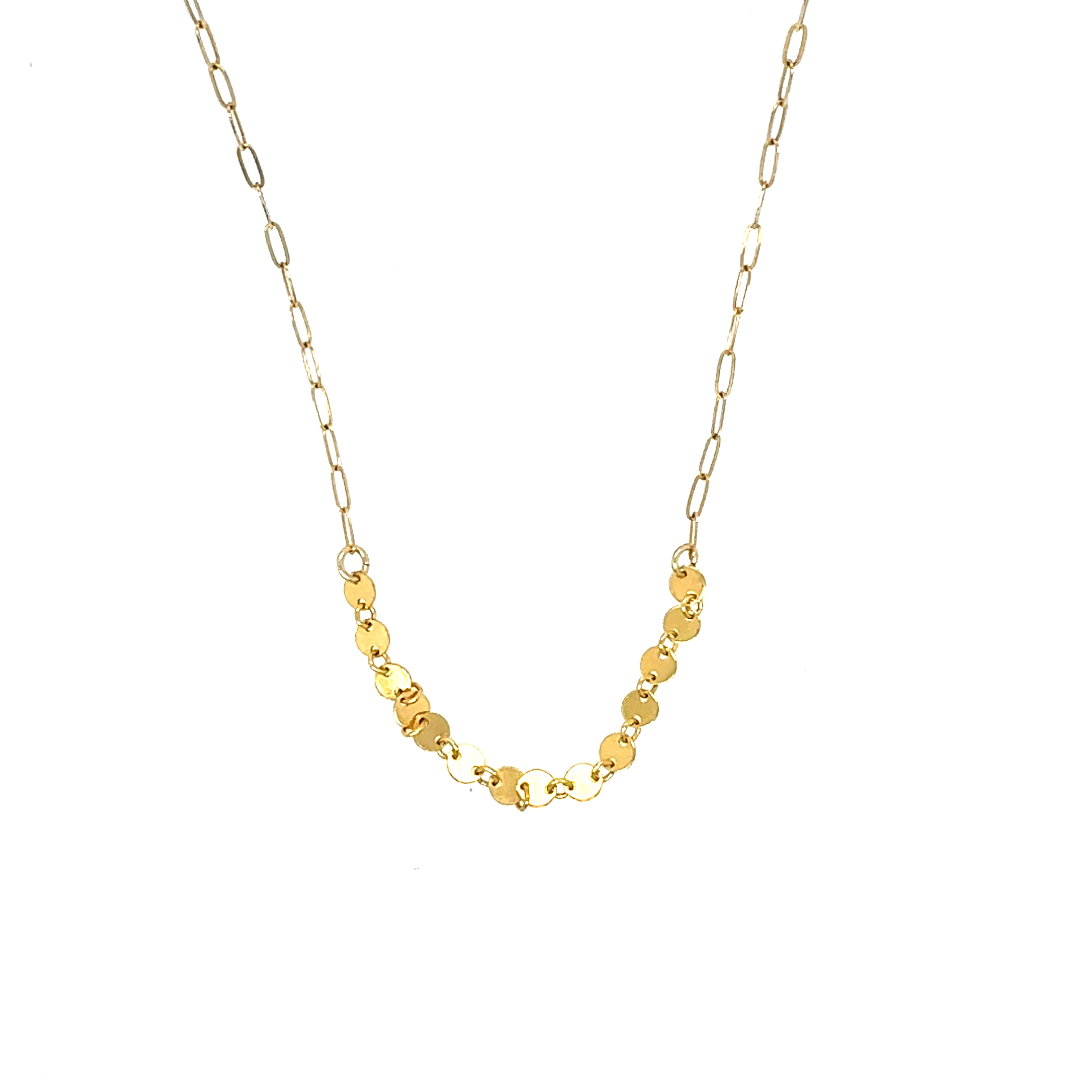 Image of Coin Drape Center on Elongated Chain Necklace, 14k Gold Fill - Trunk Show by  RACH B Jewelry