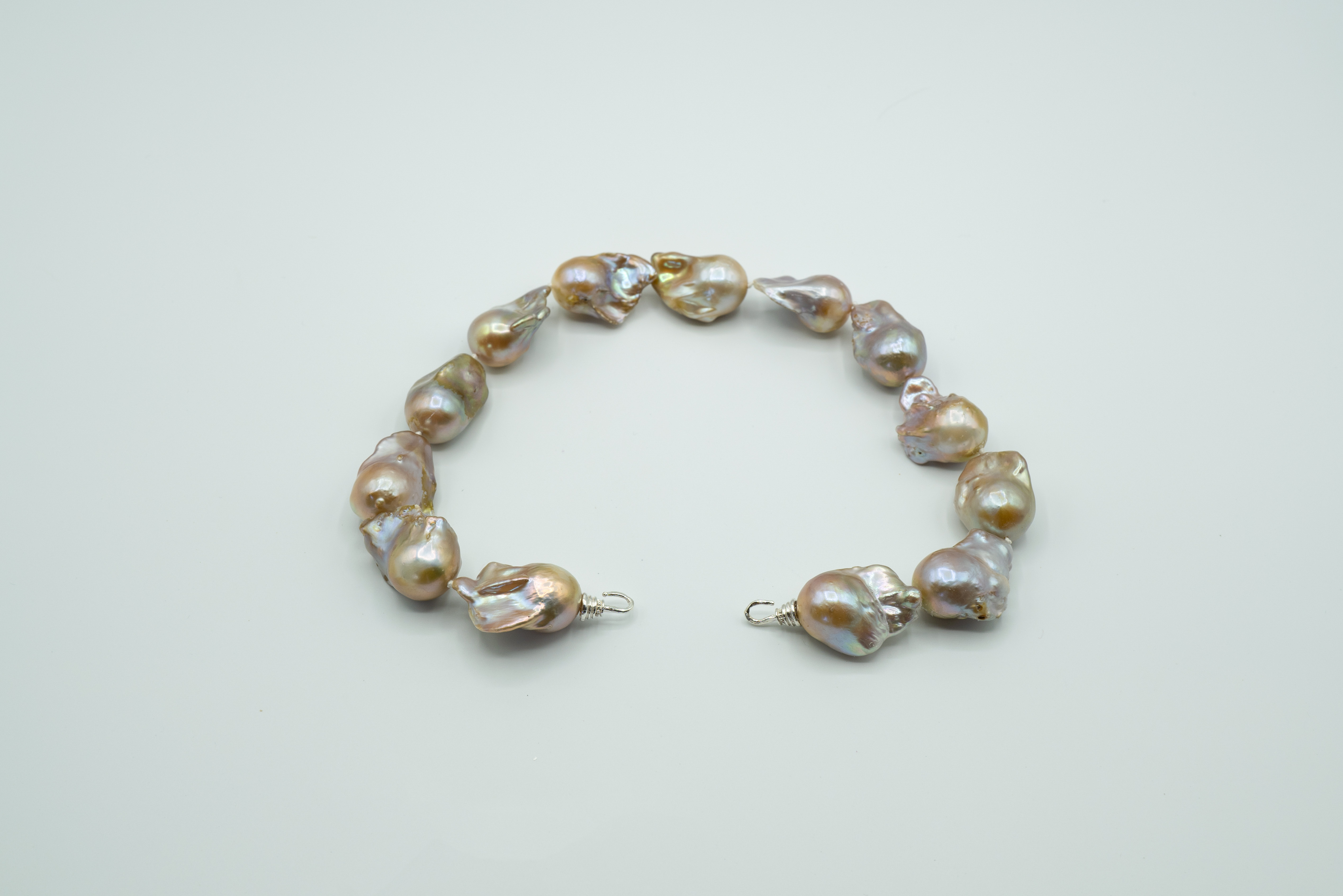 Natural VERY Baroque Kettle Shape Bronzey 20-25mm Pearls on Sterling
