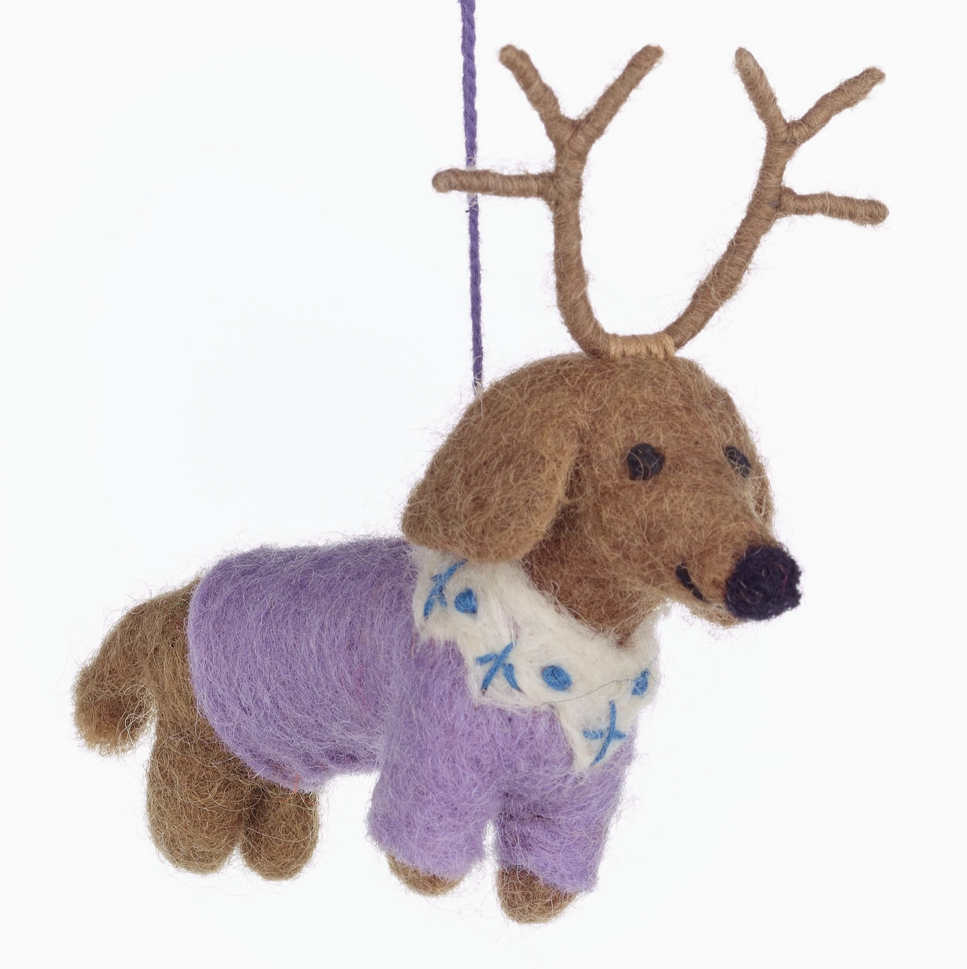 Image of Rudy Dachschund - Handmade Felt Ornament by  Felt So Good