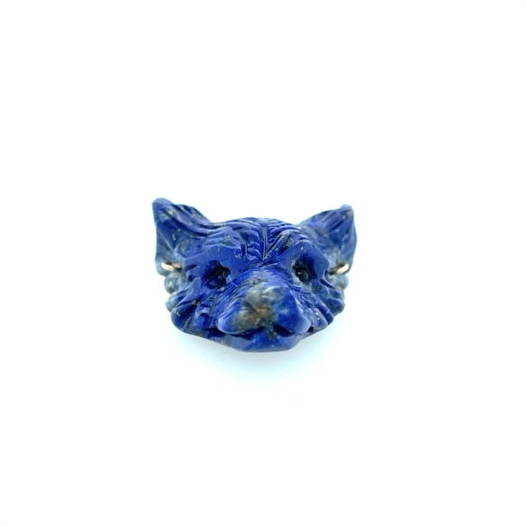 Hand Carved Blue Lapis Wolf Head Centerpiece
